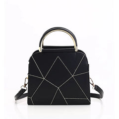 Women's Shoulder Bag PU Leather Thick Line Semicircular Iron Handle Handbag
