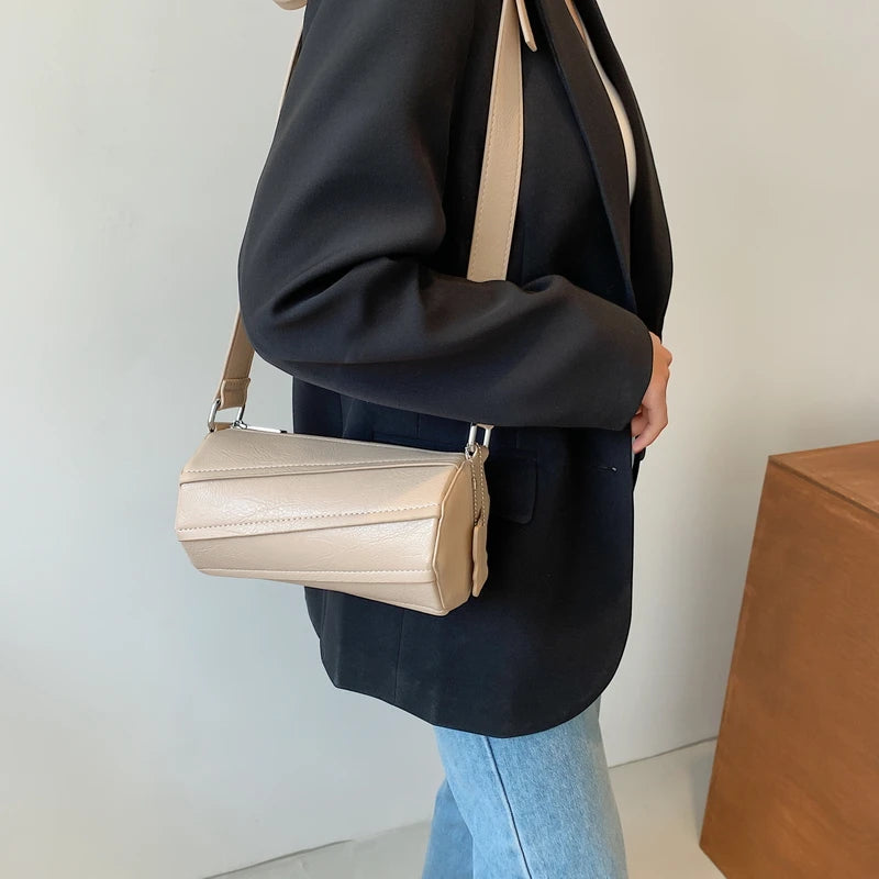 Women's Soft PU Leather Crossbody Bag Stitching Handbag