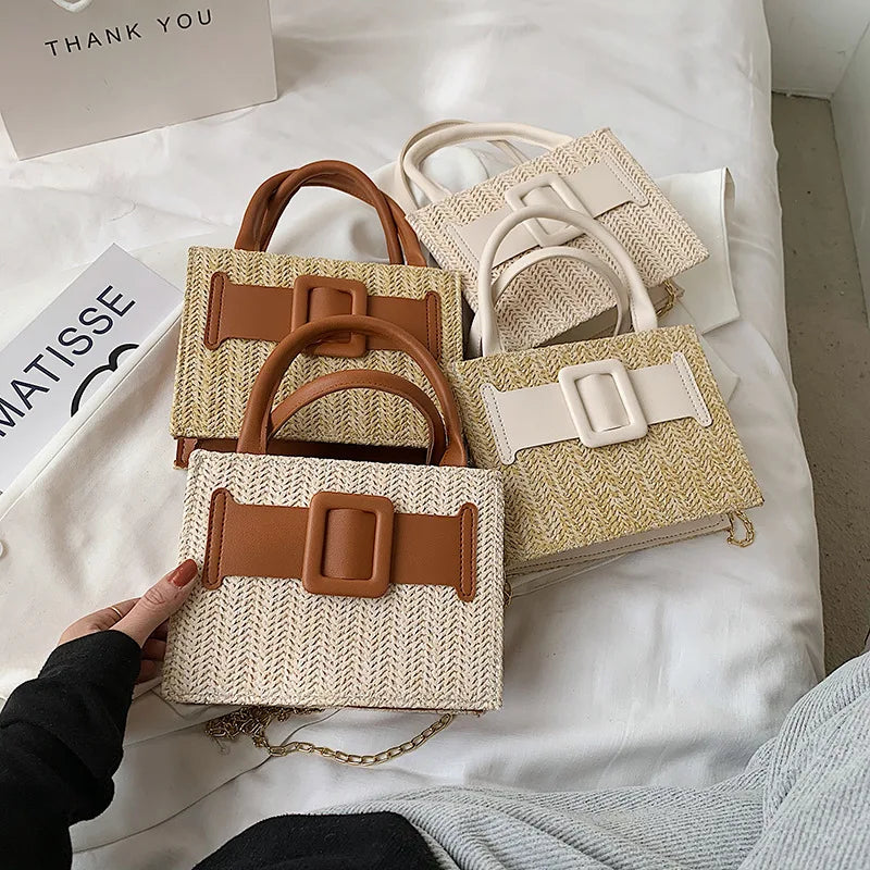 Summer Western Style Straw Crossbody Bag Tote Bag