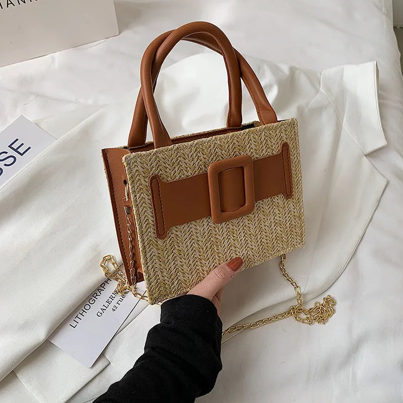 Summer Western Style Handbag Straw Crossbody Bags for Women Tote Bag