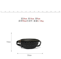 Women's PU Leather Shoulder Bag with Diamond Grid Strap