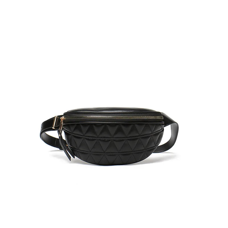 Women's PU Leather Shoulder Bag with Diamond Grid Strap