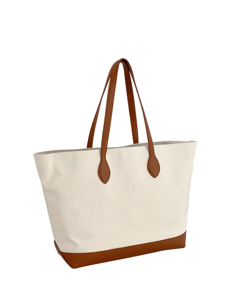 Summer Canvas Splicing Shoulder Tote Bags
