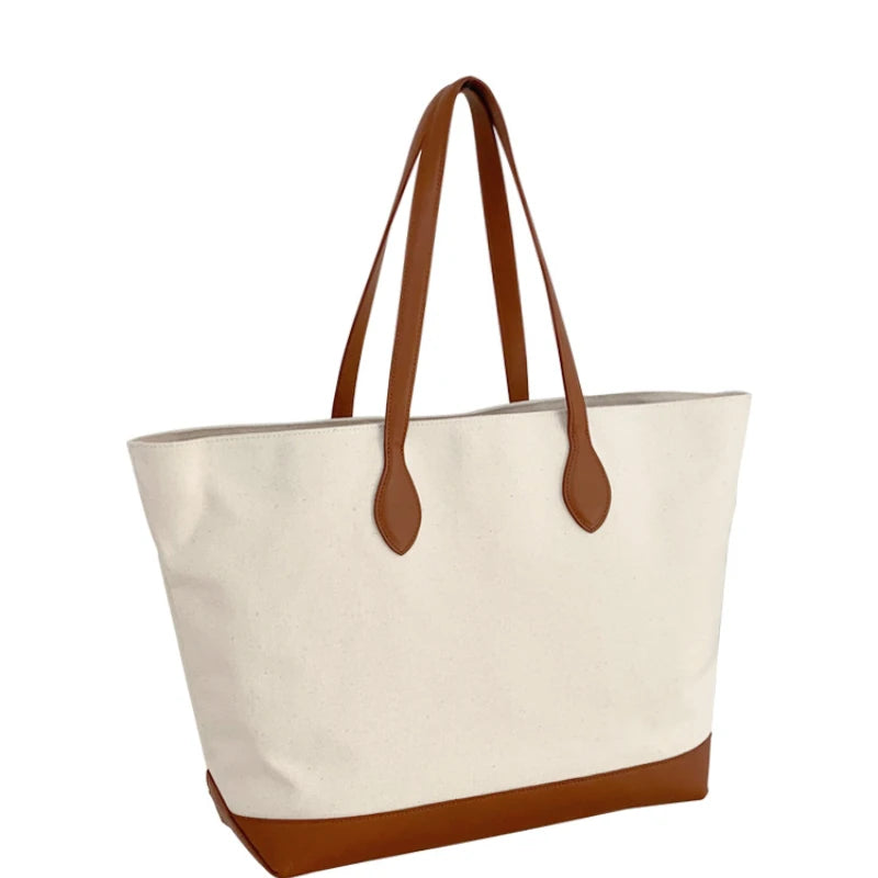 Summer Canvas Splicing Shoulder Tote Bags