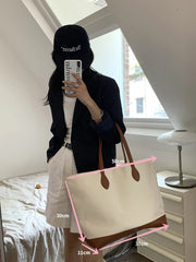 Summer Canvas Splicing Shoulder Tote Bags