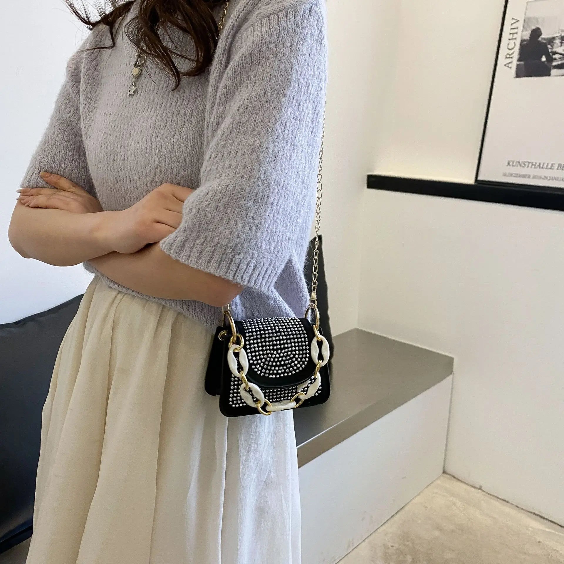 Women's Mini Bag Chain Messenger Diamond Small Square Bag