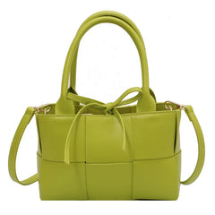 Women's Woven Shoulder Bag PU Leather Messenger Totes Handbags