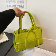 Women's Woven Shoulder Bag PU Leather Messenger Totes Handbags