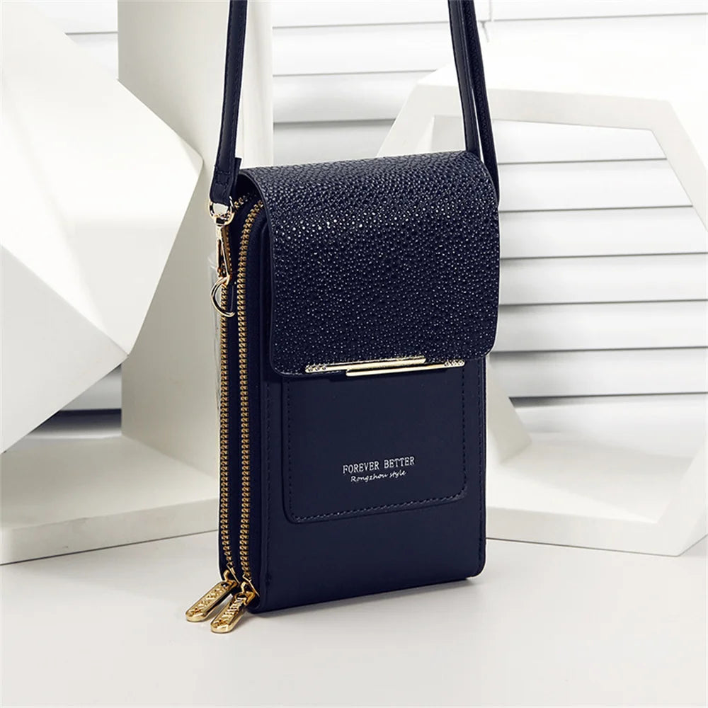 Women's Small Crossbody Leather Bag Touch Screen Cell Phone Purse