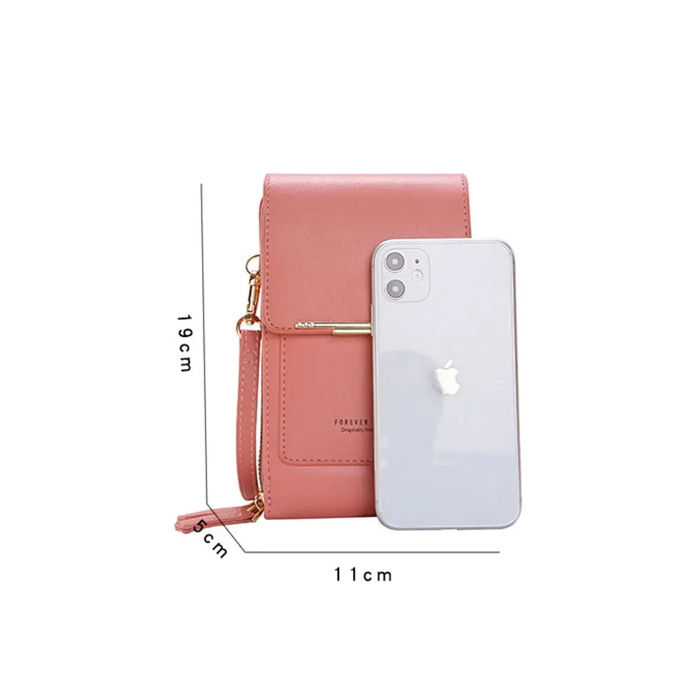 Women's Small Crossbody Leather Bag Touch Screen Cell Phone Purse