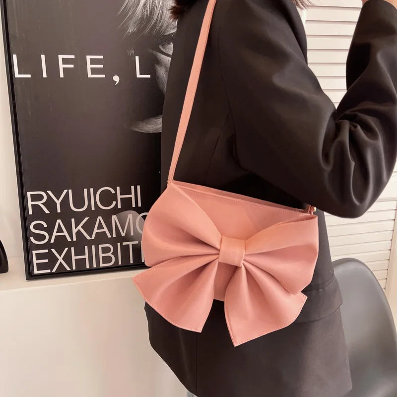 Women's Retro Bow Shoulder Bag Small Square Bag
