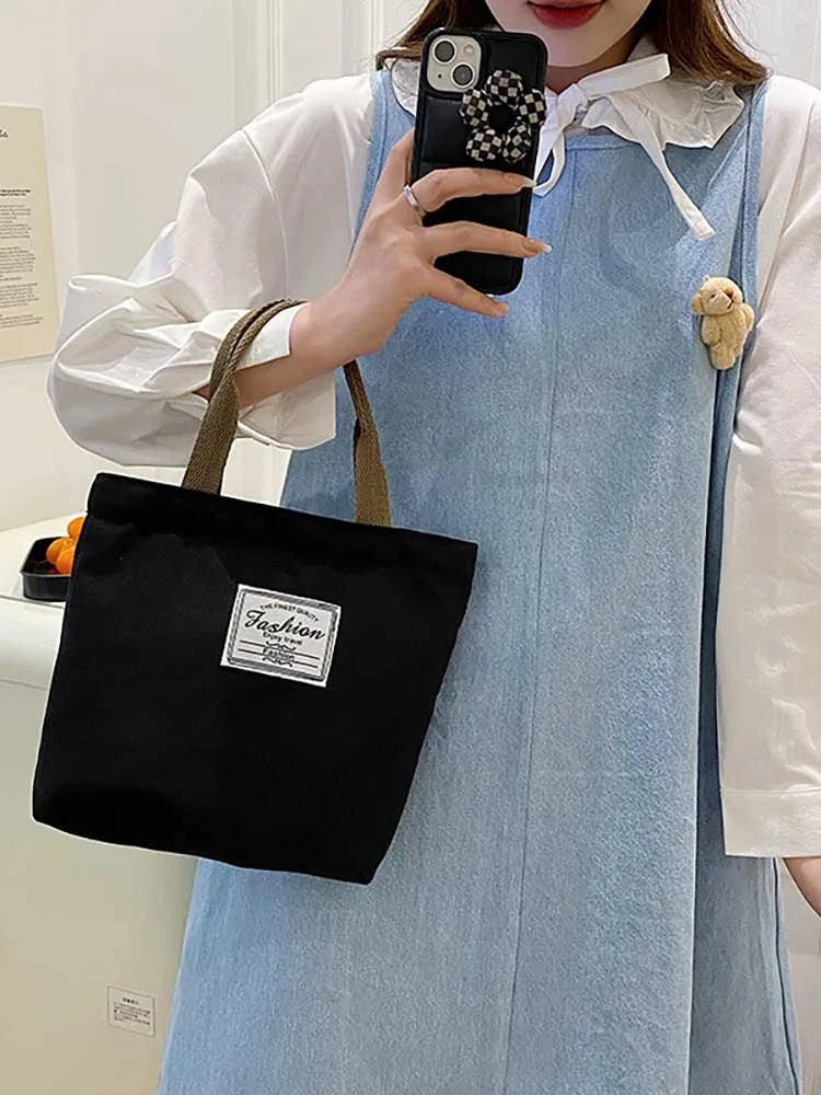 Canvas Large Capacity Casual Handbag for Women Top Handle Shopper Bags