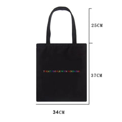 Women's Casual Canvas Shoulder Bag Large Capacity Harajuku Print Handbag