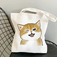 Women's Large Capacity Canvas Panda Cats Harajuku Tote Bag