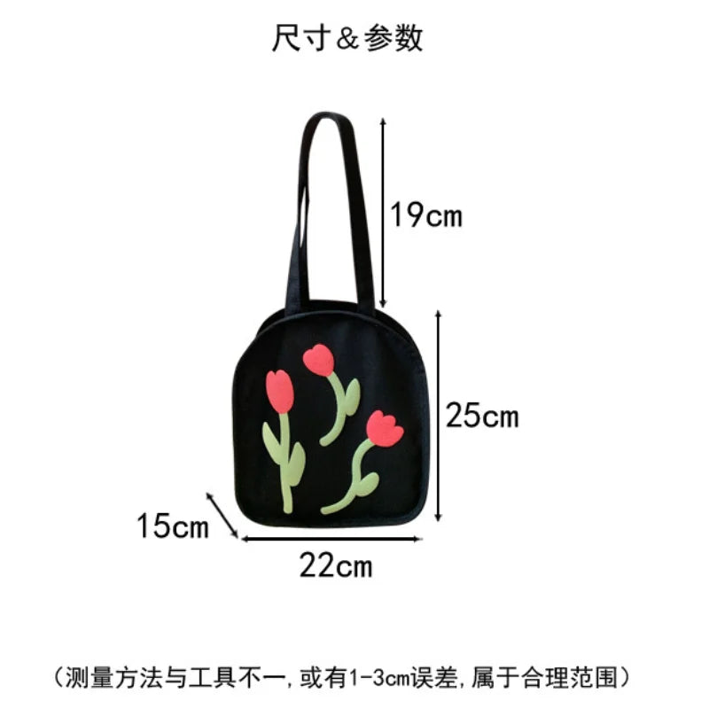 Canvas Letter Harajuku Zipper Print Shoulder Bag