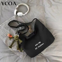 Canvas Shoulder Bag Large Capacity Harajuku Print Handbag
