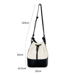 Women's Bucket Handbags Drawstring Small Shoulder Bag PU Leather Crossbody