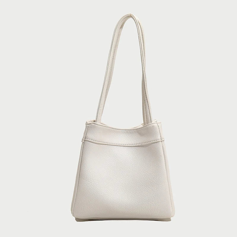 Vintage Leather Bucket Shoulder Bag for Women Handbag