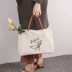 Large Capacity Canvas Tote Shoulder Bag Vintage Design