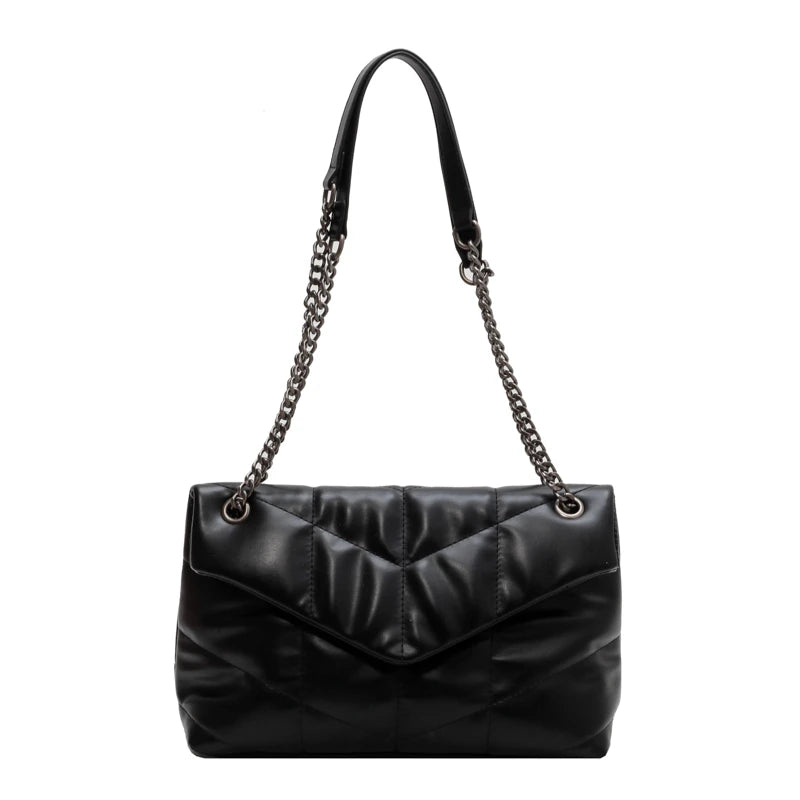 Women's Leather Flap Shoulder Bag Chain Totes Handbag Winter Bags