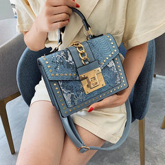 Snake Pattern Messenger Bag Crossbody Clutch