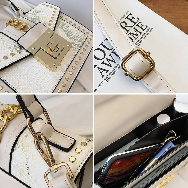 Snake Pattern Messenger Bag Crossbody Clutch