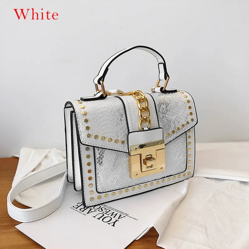 Snake Pattern Square Messenger Bag Ladies Shoulder Crossbody Clutch