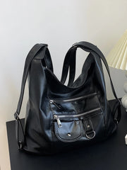 Women's PU Leather Shoulder Bag Anti-thief Backpack Large Capacity Handbag