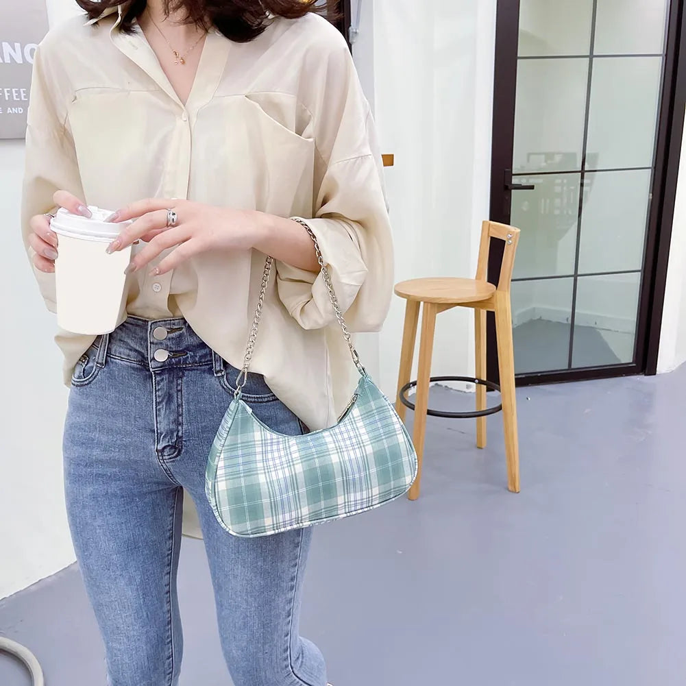 Women's Chain Shoulder Pouch Nylon Top-handle Clutches