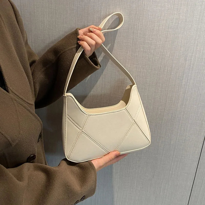 Women's Solid Leather Handbag Small Single Shoulder Bag