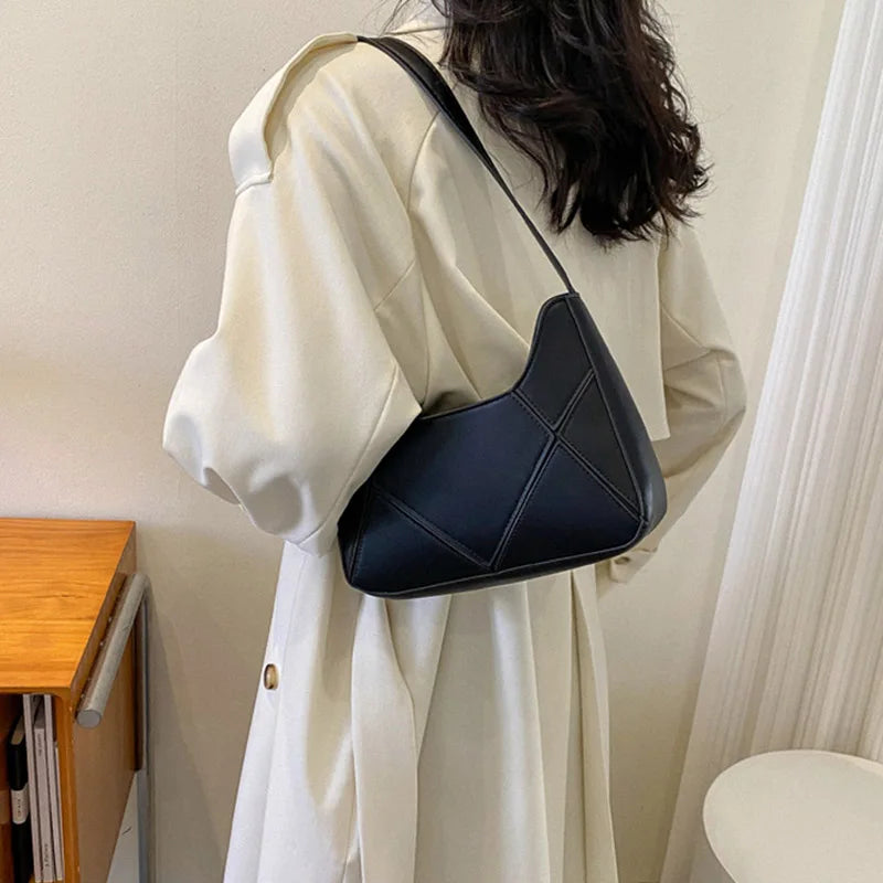 Women's Solid Leather Handbag Small Single Shoulder Bag