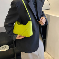 Women's Solid Leather Handbag Small Single Shoulder Bag