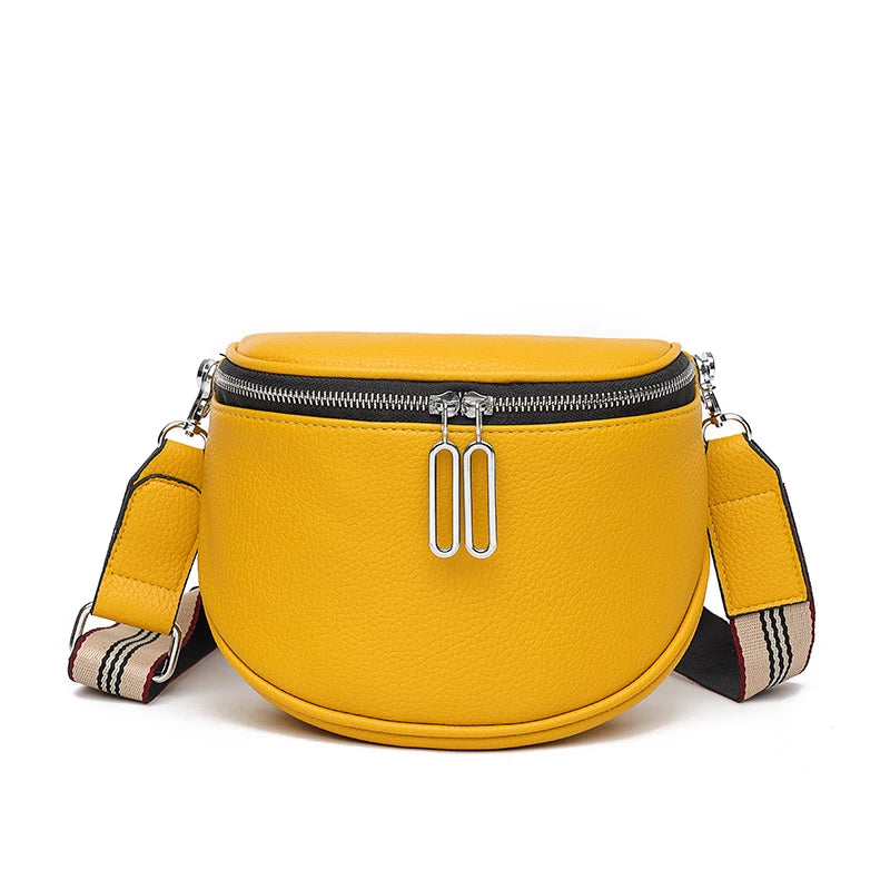 Women's High Soft Leather Saddle Bag Shoulder Messenger Bag