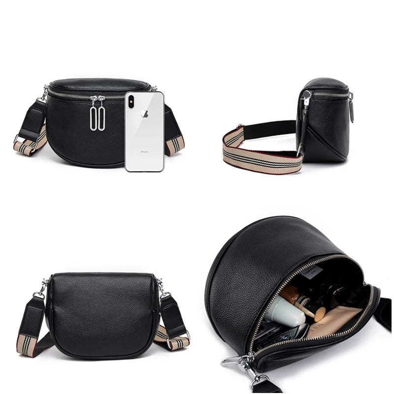 Women's High Soft Leather Saddle Bag Shoulder Messenger Bag