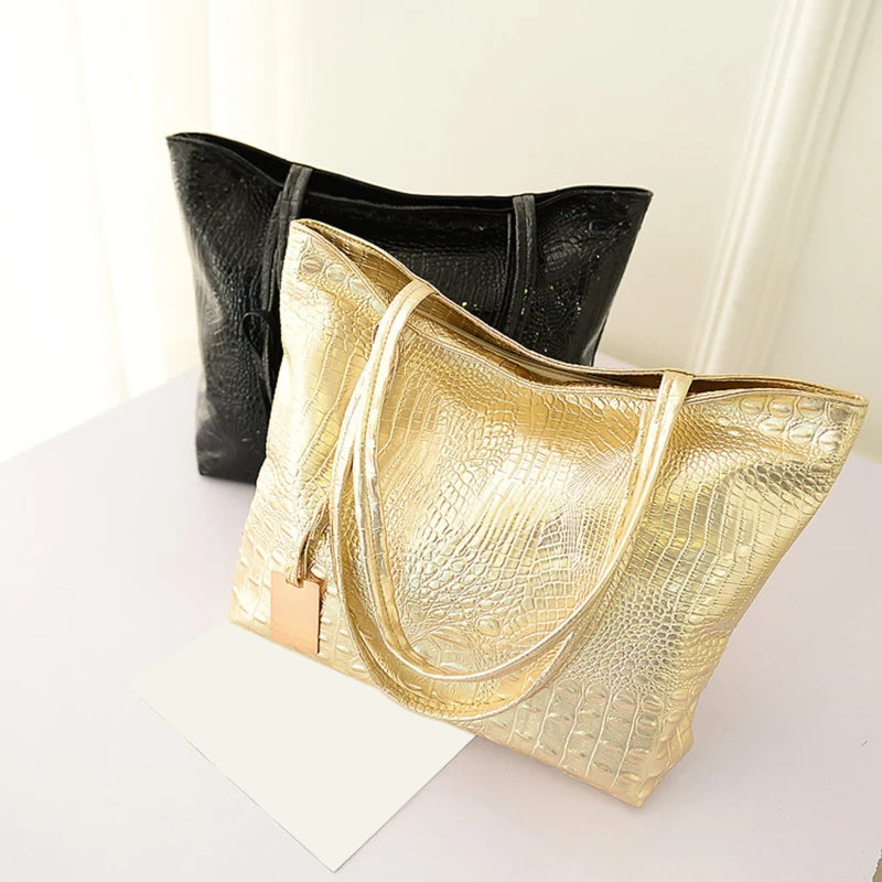 Crocodile Pattern Large Capacity Women's Shoulder Bag