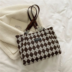 Women's Plaid Commuter Tote Bag Large Capacity Single Shoulder Crossbody