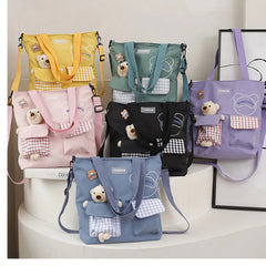 Sweet Bear Messenger Bag Large Capacity Nylon Study Bag
