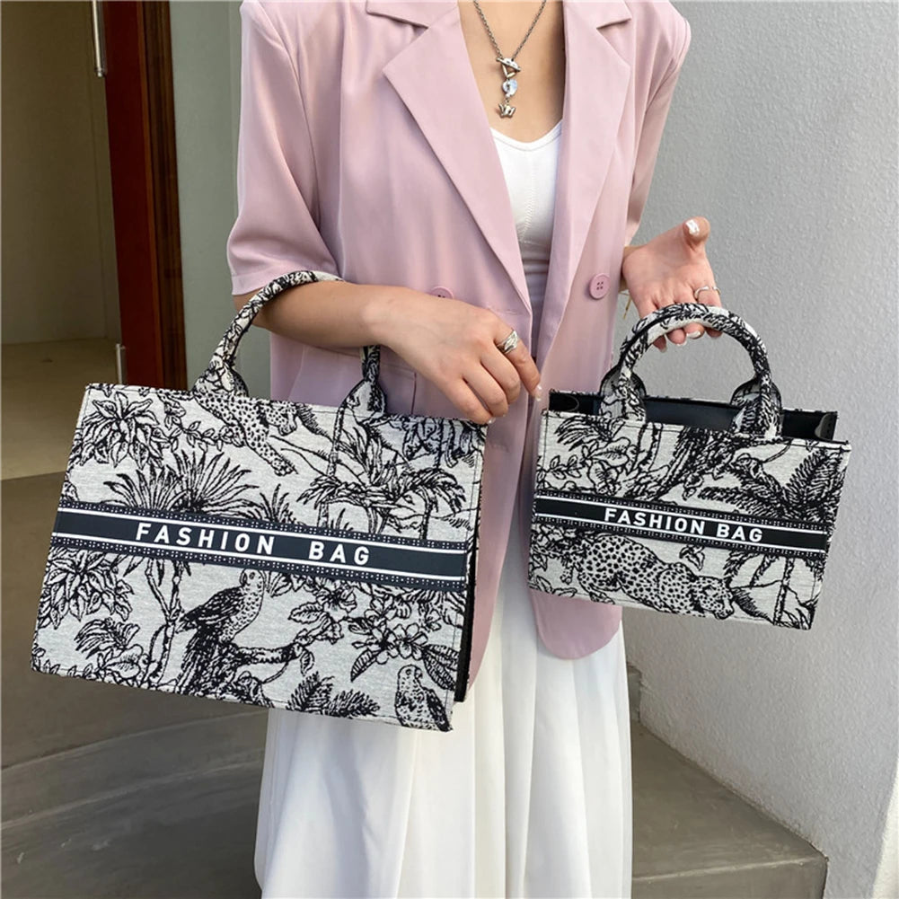 Women's Large Capacity Canvas Shoulder Bag Top-handle Tote