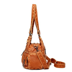 Sheepskin Shoulder Crossbody Handbag Ruched Clutch