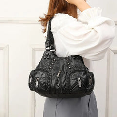 Sheepskin Shoulder Crossbody Handbag Ruched Clutch