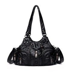 Sheepskin Shoulder Crossbody Handbag Ruched Clutch