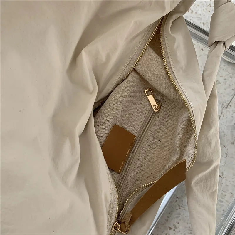 Nylon Shoulder Bag Large Capacity Retro Tote Casual Shopping Bag