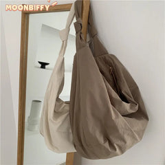 Nylon Shoulder Bag Large Capacity Retro Tote Casual Shopping Bag