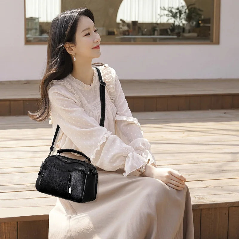 Women's Top-handle Messenger Bag PU Leather Classic Handbag