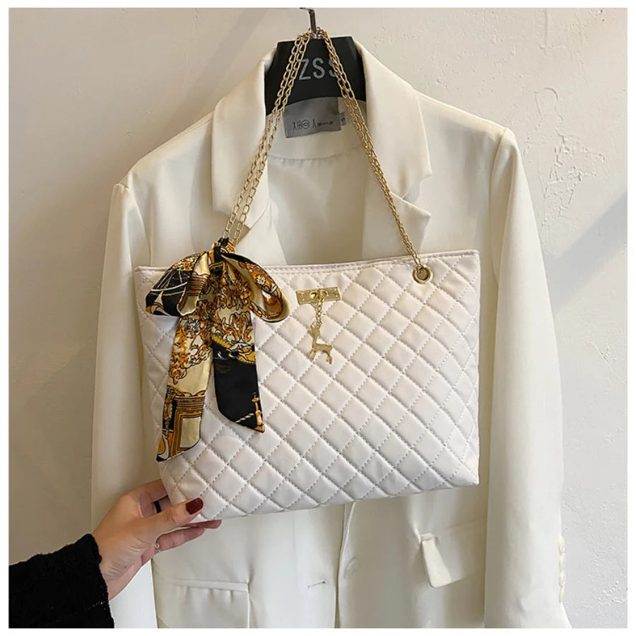Women's Embroidered Chain One-shoulder Tote Bag