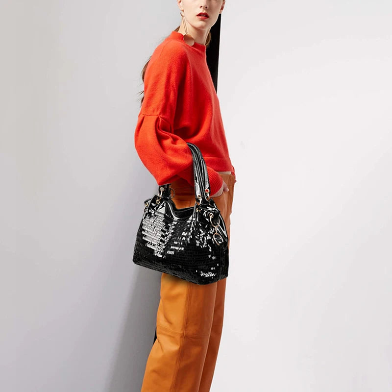Women's Sequined PU Leather Shoulder Bag