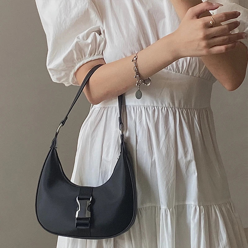 Women's PU Leather Armpit Shoulder Bag Casual Chain Handbag