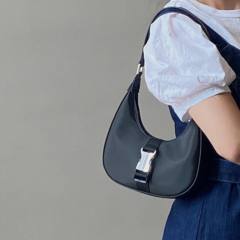 Women's PU Leather Armpit Shoulder Bag Casual Chain Handbag