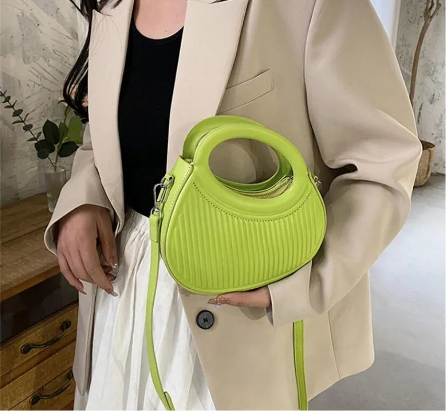Women's Pu Solid Shoulder Messenger Handbag Saddle Waist Bag