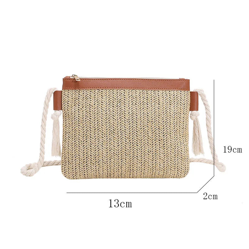 Women's Woven Straw Shoulder Bag Large Capacity Tote Beach Bag